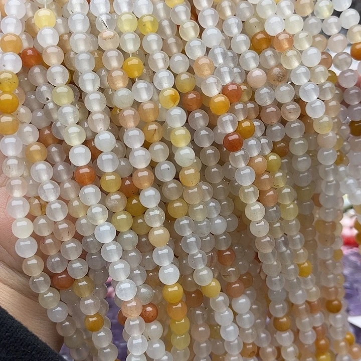 玛瑙/玉髓未镶嵌珠宝半成品2条6mm左右金丝玉
