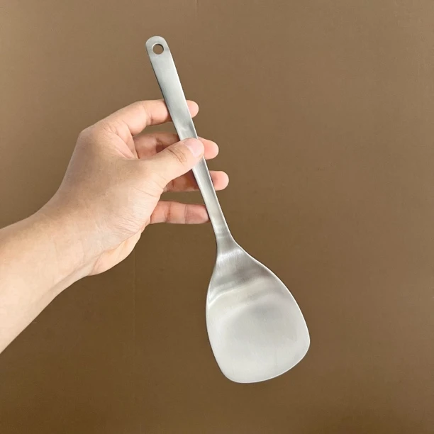 304不锈钢锅铲短柄铁铲子加厚小号炒菜铲厨房家用质感哑光拌饭勺