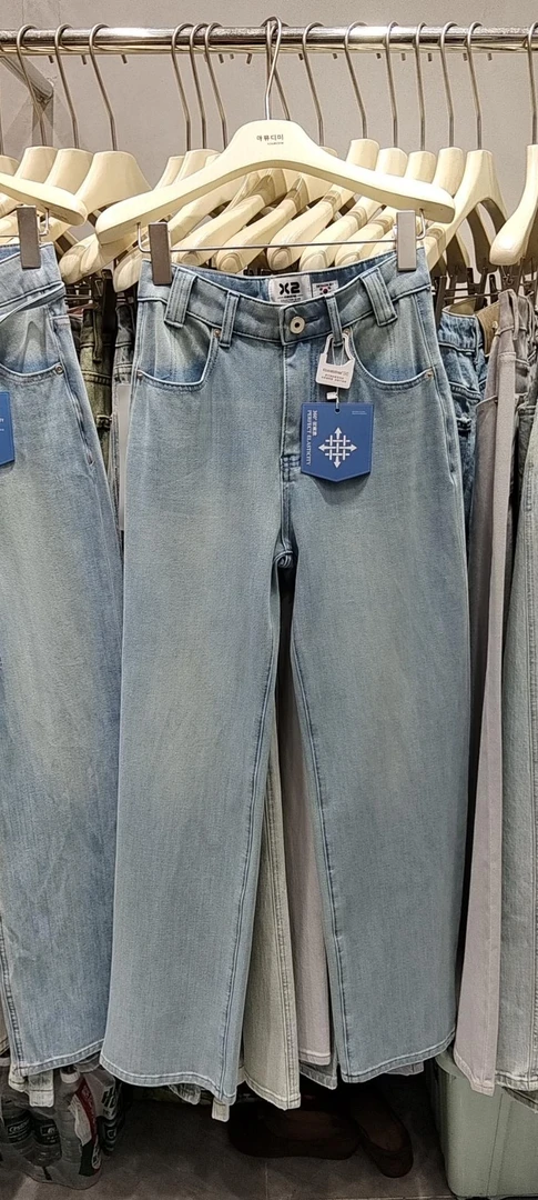 X2~98859韩系显瘦直筒牛仔裤