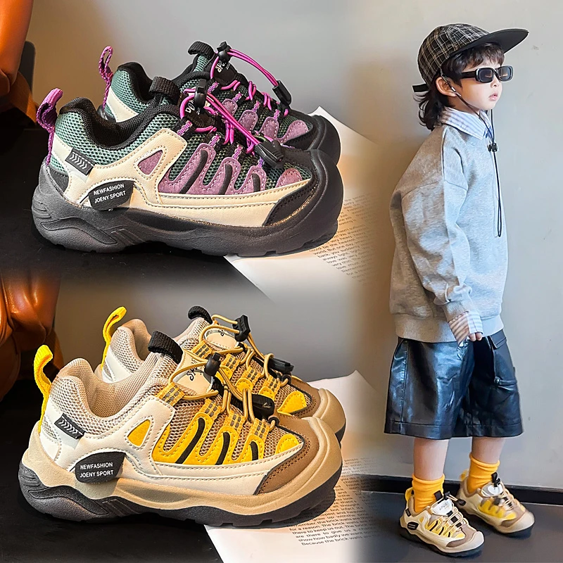 儿童爆款透气网面户外徒步鞋秋季新款软底休闲ins运动登山鞋25002