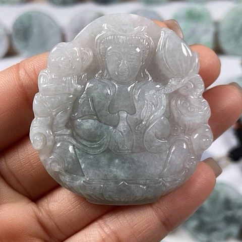 翡翠颈饰未镶嵌送子观音福利