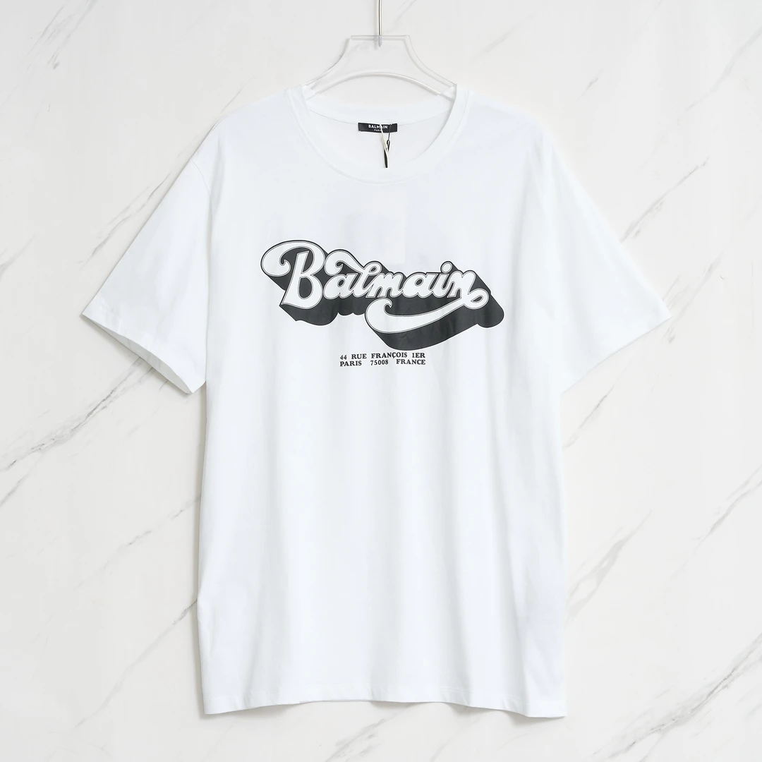 全新未使用/Balmain尹浩宇同款字母图案T恤B2BU00103