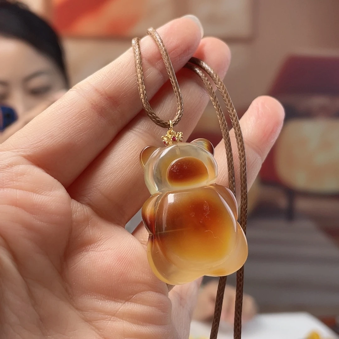裸石琥珀银S925镀金镶嵌蜜蜡吊坠