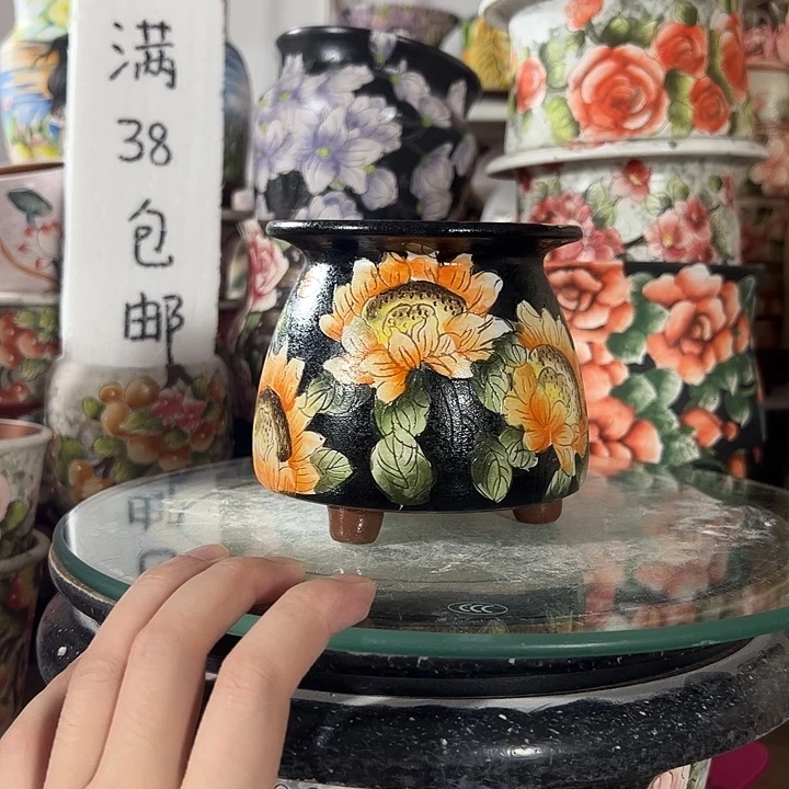 景德镇手绘花盆满38包邮偏远地区除外