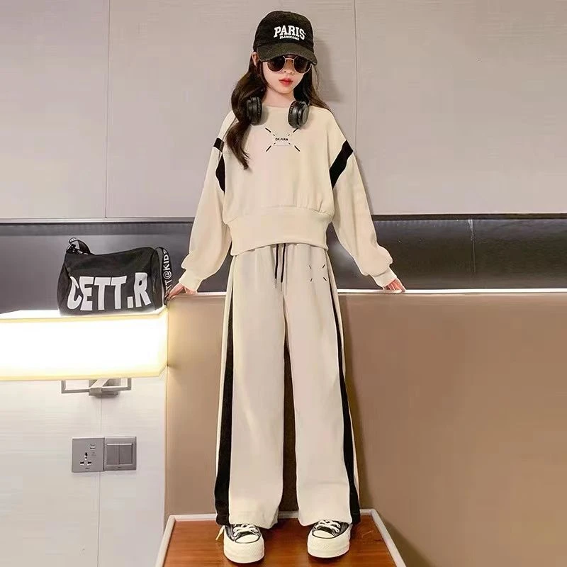 女童春装套装2025新款韩版儿童网红洋气休闲中大童春秋运动两件套