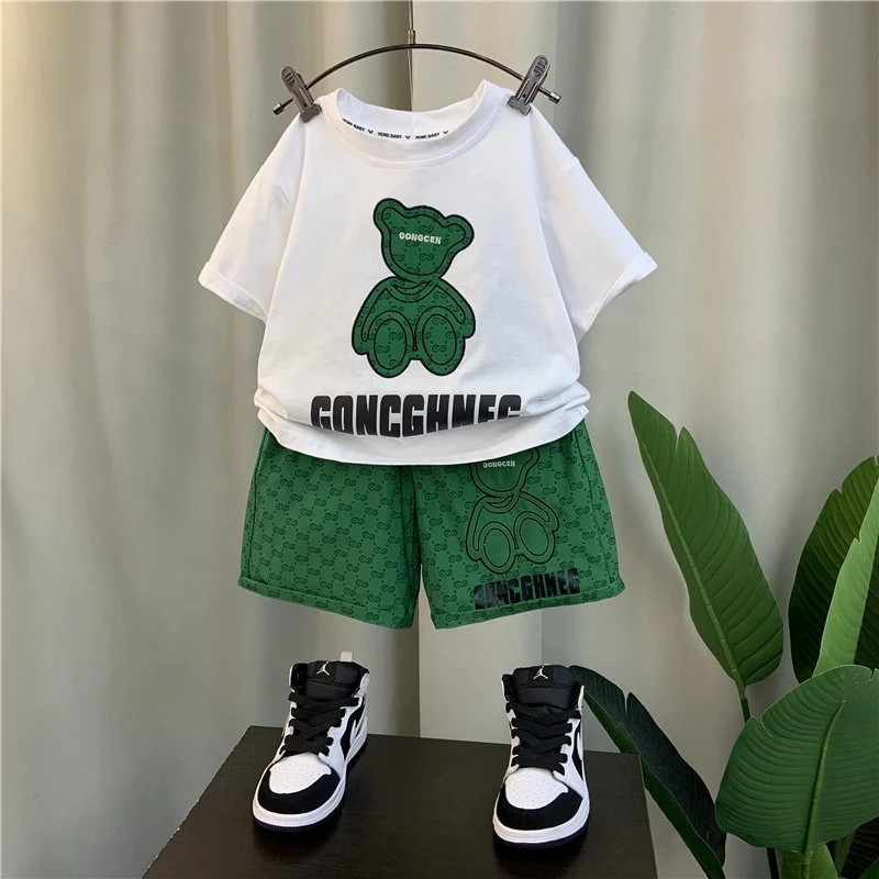 男童夏装套装2025新款小儿童夏季短袖宝宝洋气时髦炸街衣服潮童装