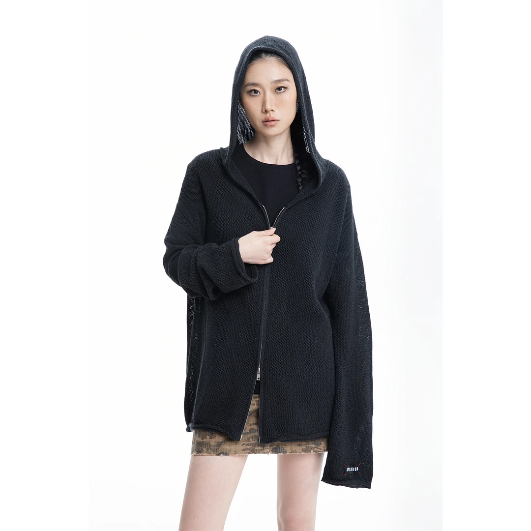 JOVIKRON【夏日“22”系列】水洗网洞手工针织+美式复古迷彩半身裙