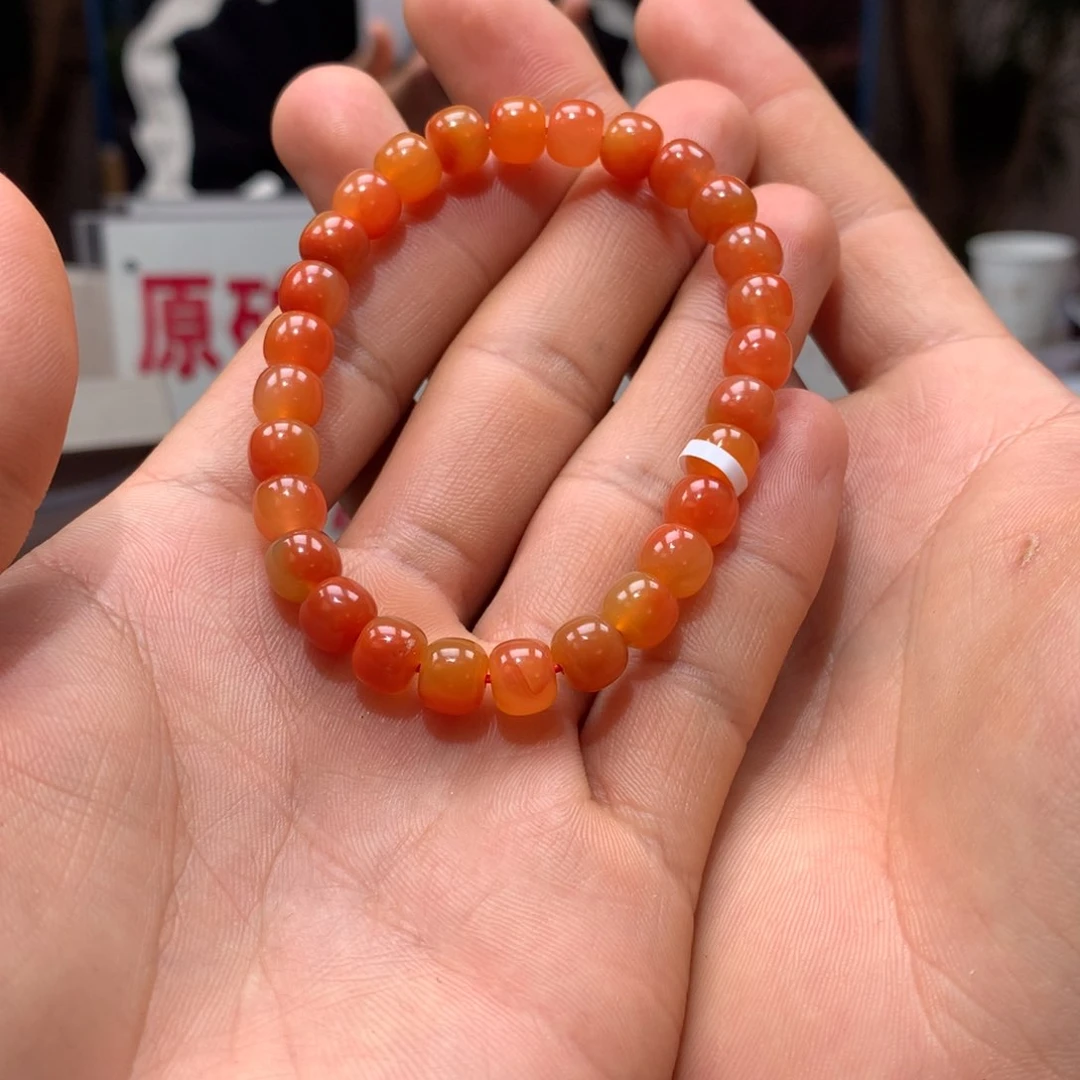 南红玛瑙鸡油黄老型单圈7㎜未镶嵌嗑****猫250125-2