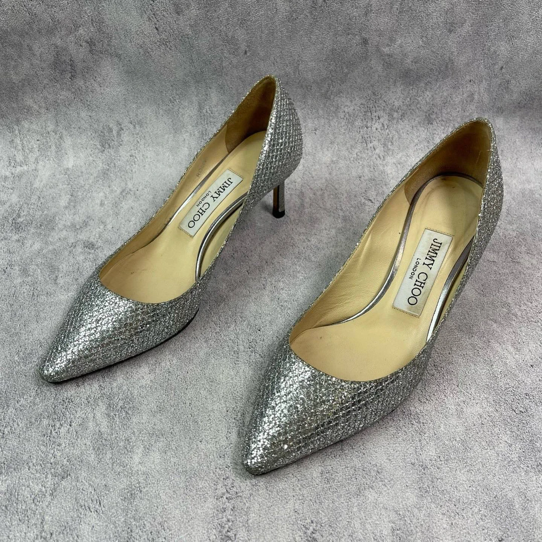 95新 JIMMY CHOO/吉米周 银色高跟鞋 35码 Y27