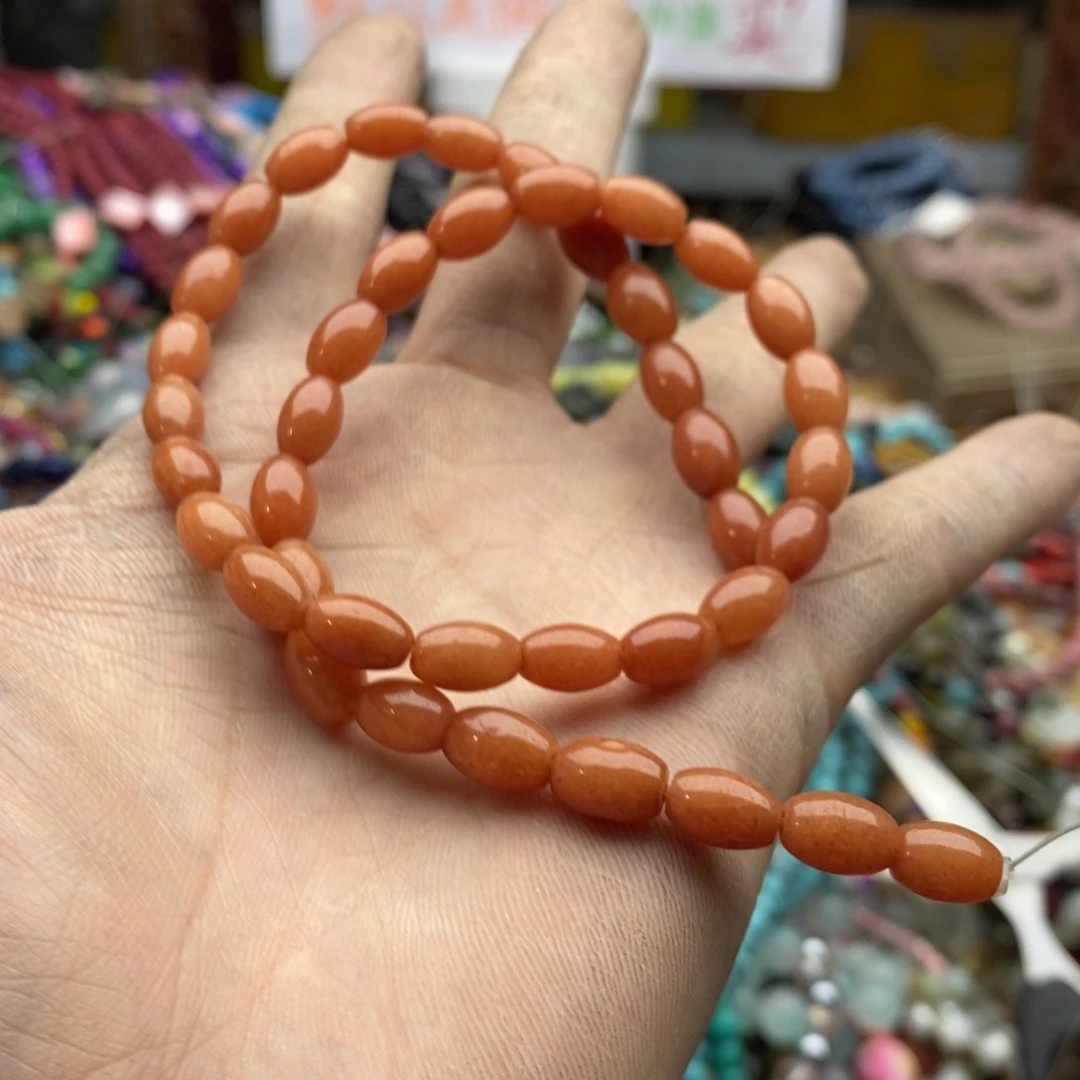 玛瑙/玉髓未镶嵌珠宝半成品一条红东岭玉L142