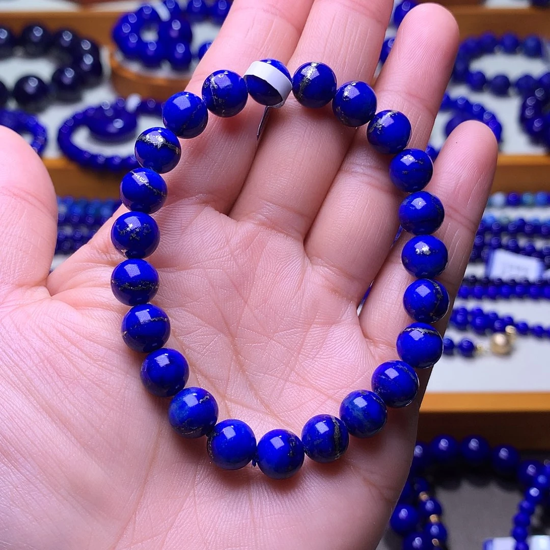 青金石未镶嵌手串8.3m天花板腰缠万贯一线金1937