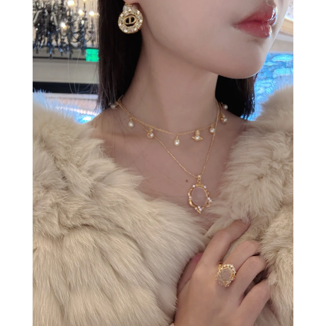 铜合金仿珍珠项链 气质轻奢满天星项链 P0970