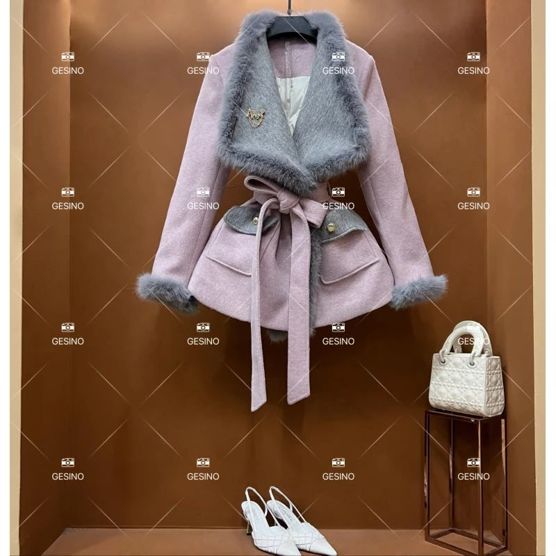 【关关】秋冬气质小香风时尚设计师中长款外套QD-2025663