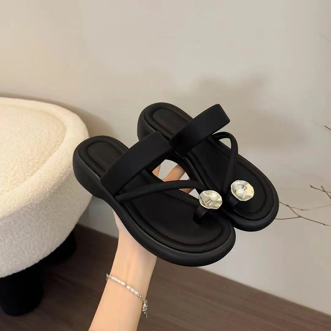 百搭夹趾休闲厚底凉拖鞋2025新款女外穿一脚蹬凉鞋拖鞋 S22