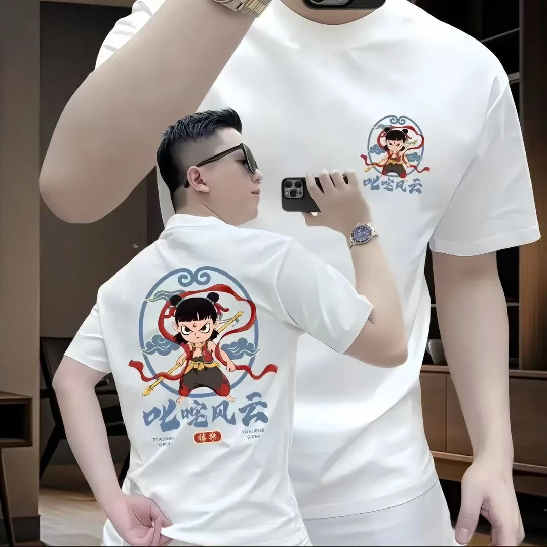 2025叱咤风云 高品质新款轻奢百搭极简印花流行圆领时尚正肩短袖