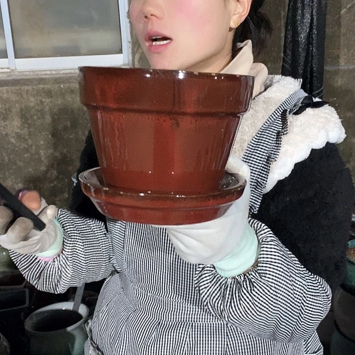 紫砂花盆瑕疵口17高14