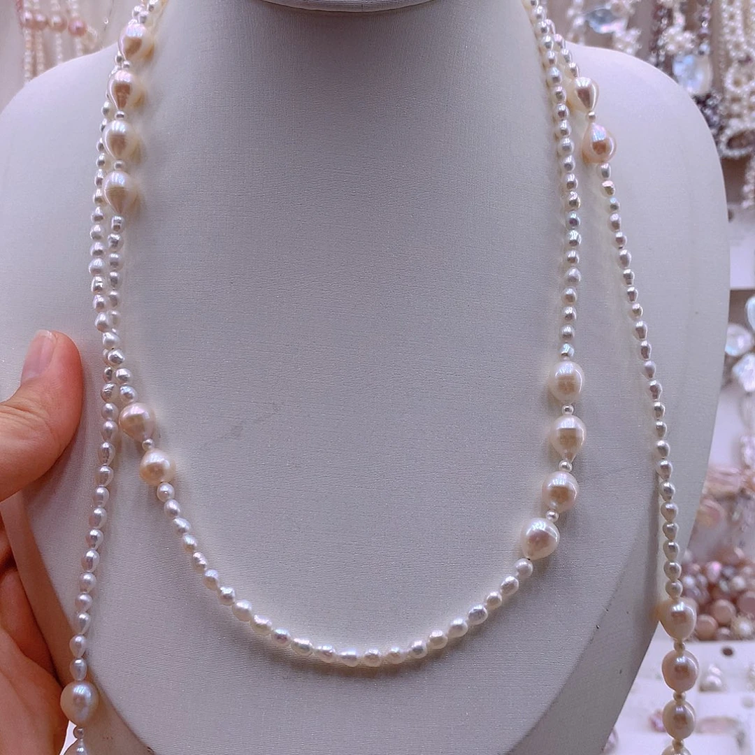 淡水珍珠银S925镶嵌颈饰项链
