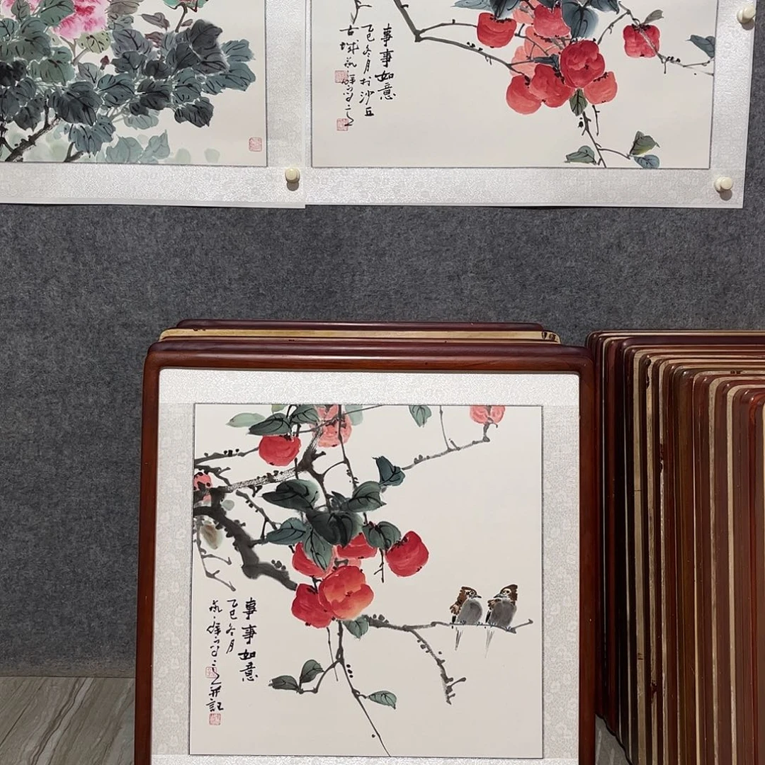 国画书画作品带框63×63