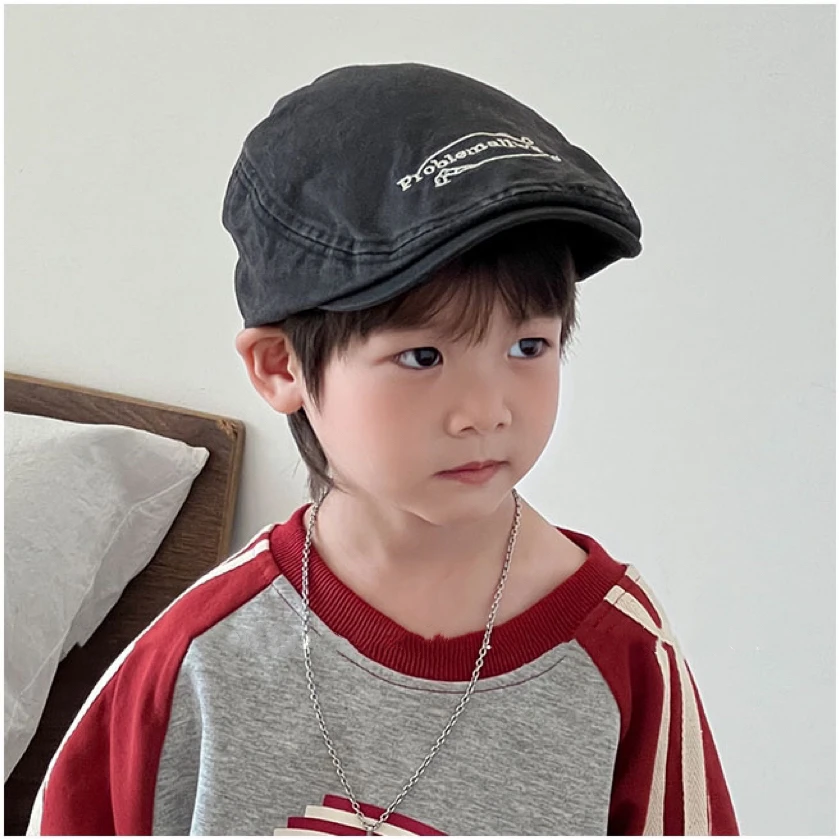 【小布丁】儿童帽子春秋薄款男童复古贝雷帽亲子个性穿搭女孩前进帽