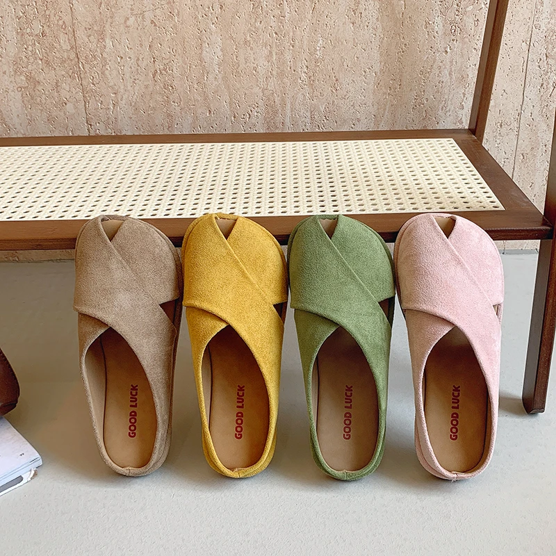 编织包头半拖鞋女夏季外穿2025新款超火休闲搭配裙子软底罗马凉拖