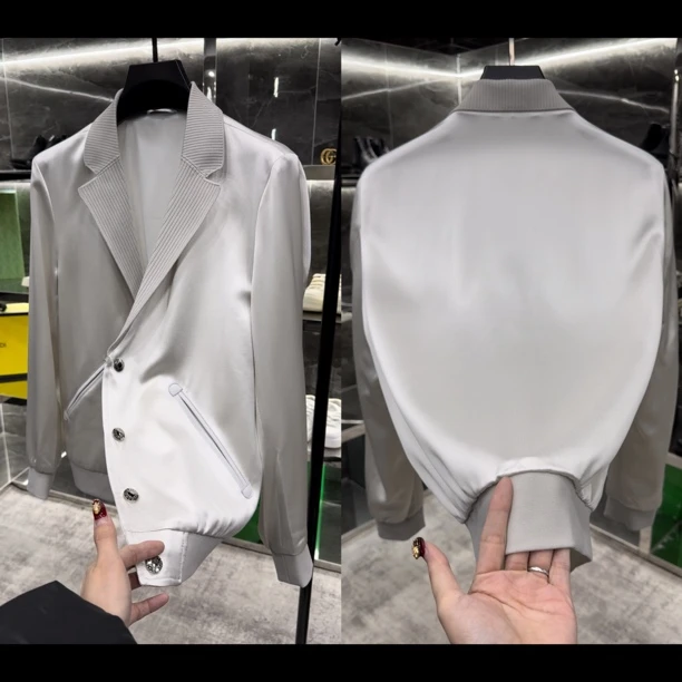 春夏轻奢定制款男士醋酸薄款休闲外套1086