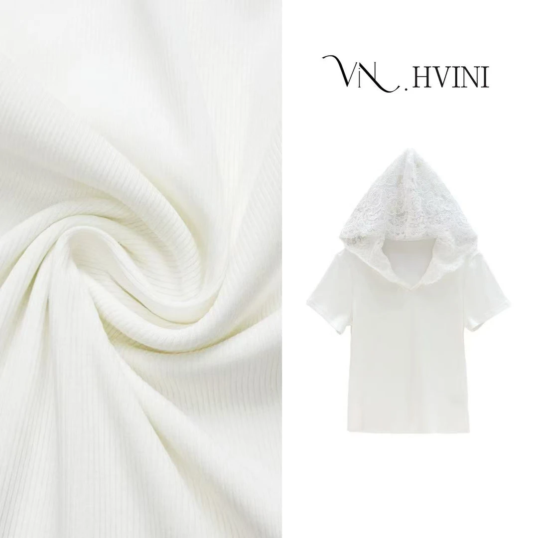 【春满人间】2025早春新款时尚休闲蕾丝拼接短袖上衣H1236