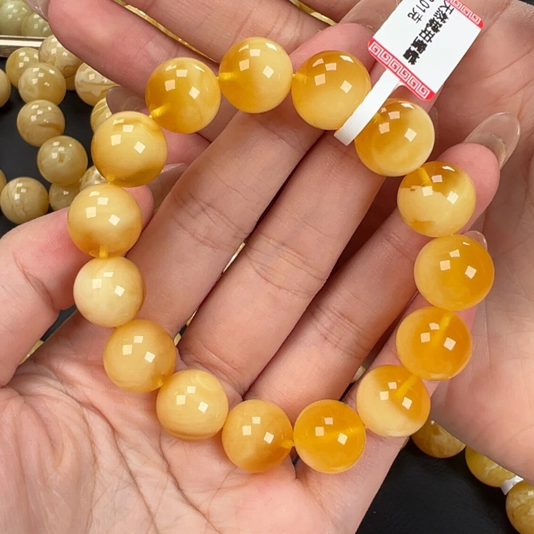 琥珀未镶嵌手链22金白