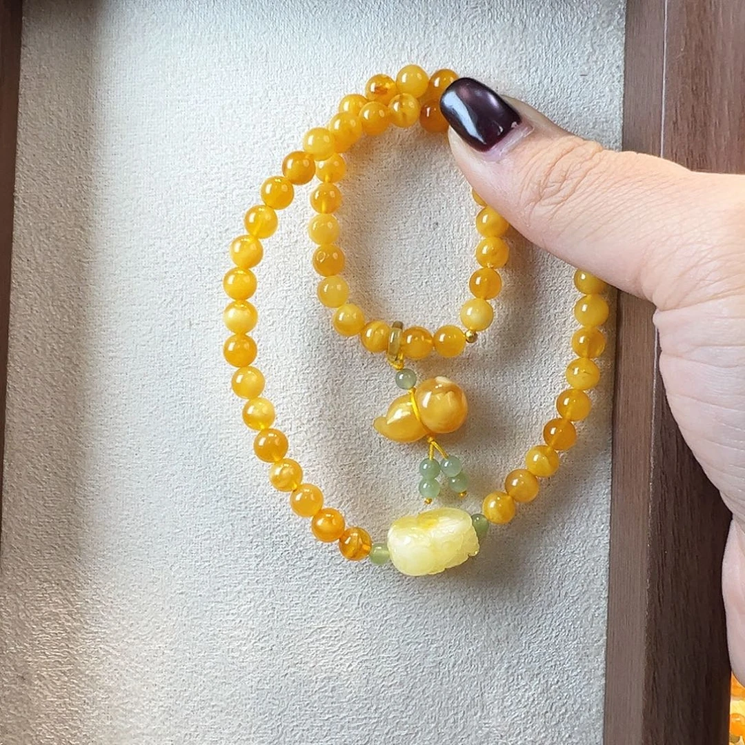 蜜蜡未镶嵌手链6.3mm