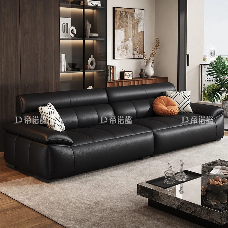 帝诺懿真皮沙发家具客厅家用直排多人别墅皮艺沙发组合
