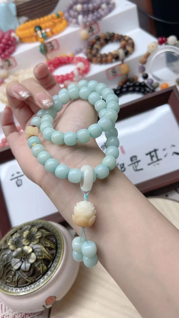 浅蓝菩提双圈手串