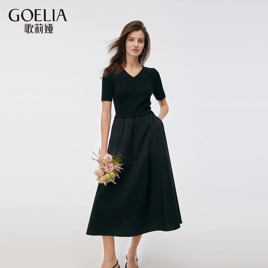 歌莉娅 春季新品  天丝拼接连衣裙  1E3L4G220