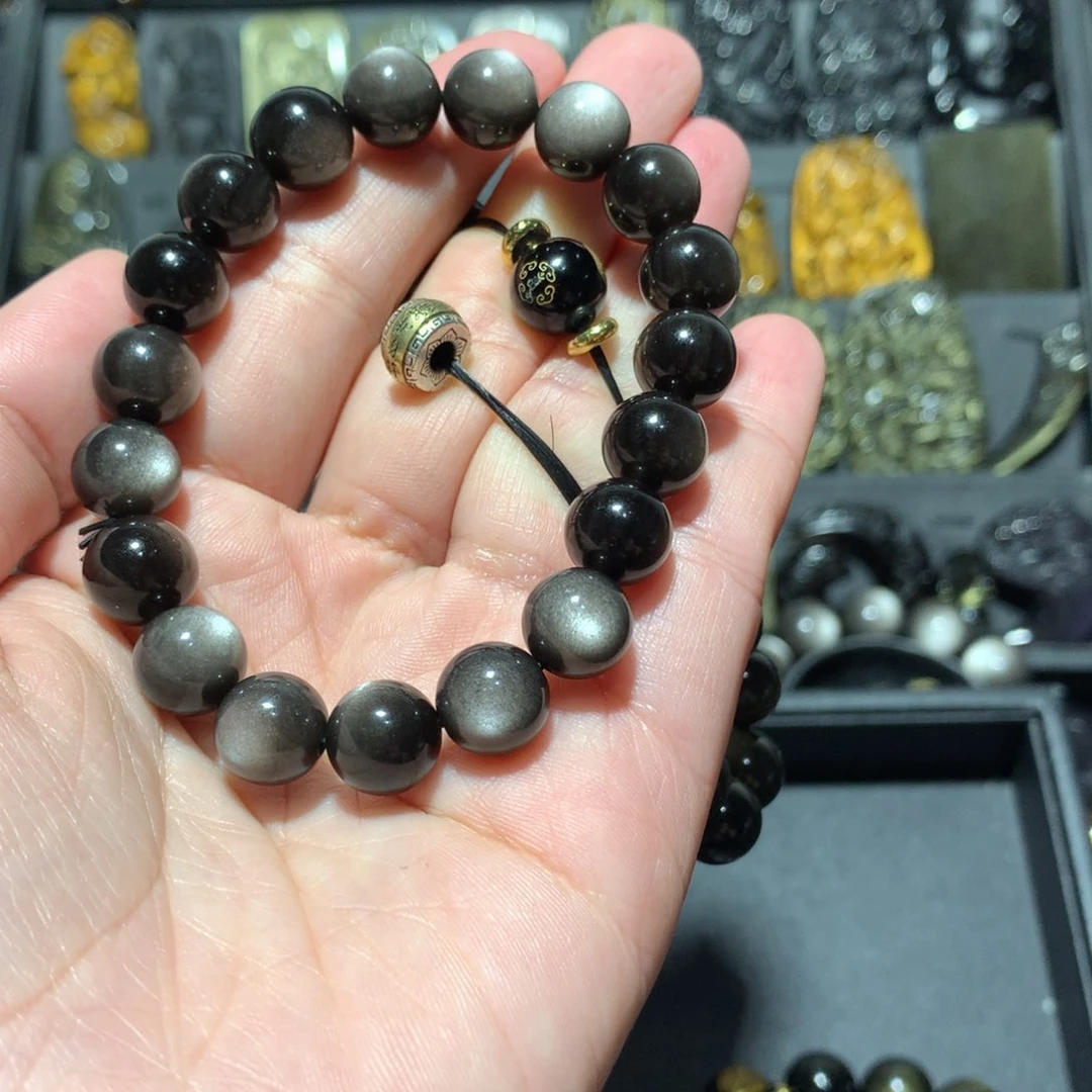 黑曜岩手串未镶嵌羊***肤定制