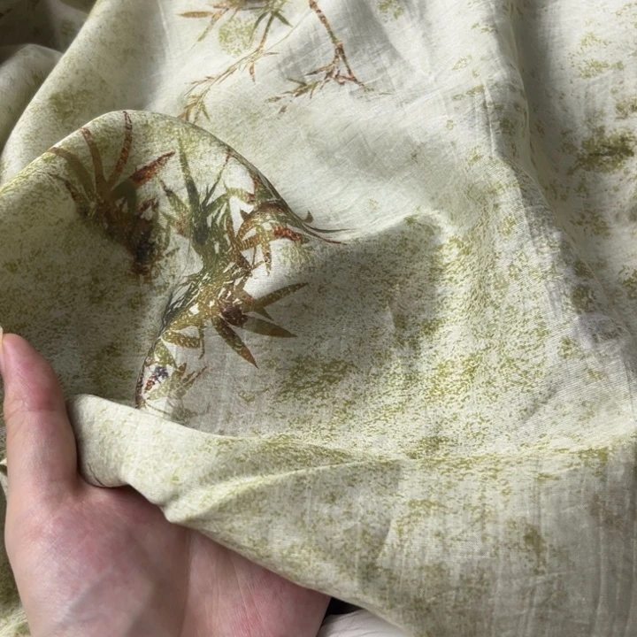 混纺棉竹子印花天丝麻2米