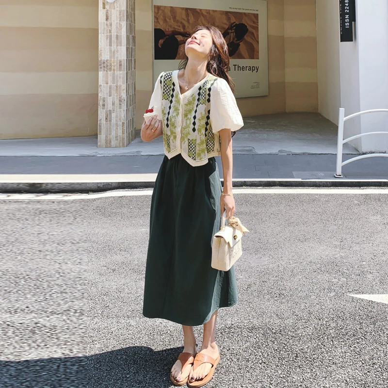 氛围感文艺范套装裙夏季女2025新款气质法式复古衬衫半身裙两件套