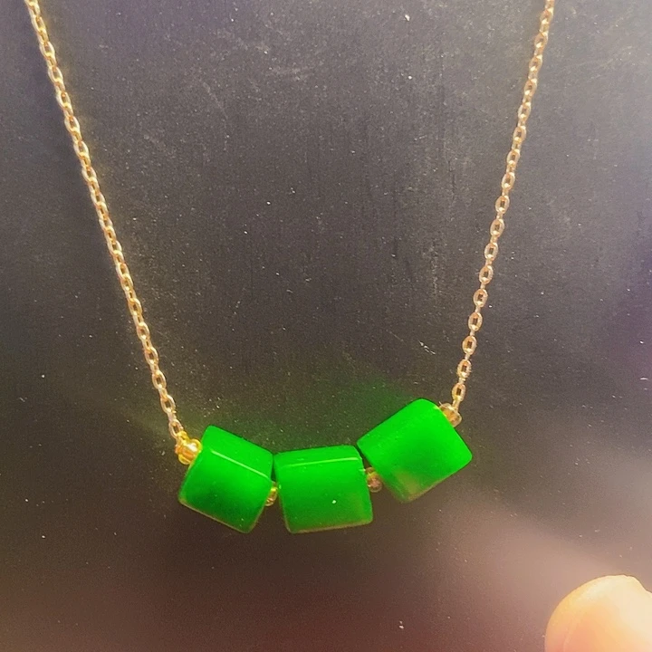 翡翠14K金镶嵌颈饰