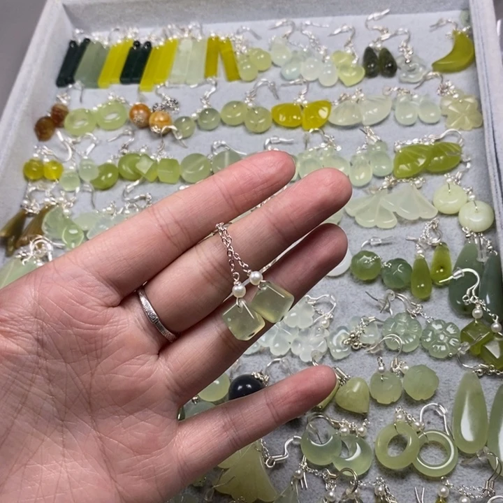 蛇纹石玉未镶嵌挂件耳饰耳环项链