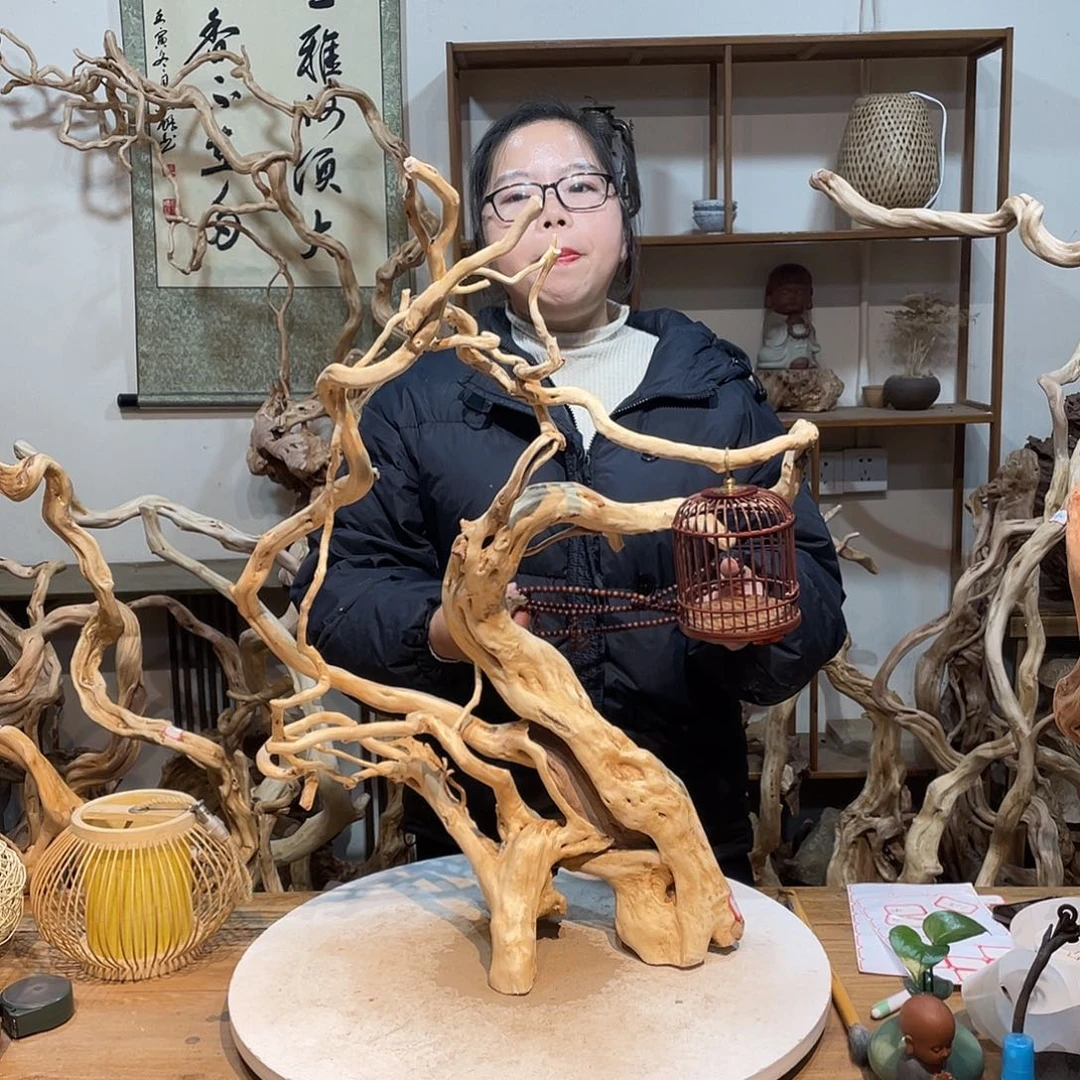 柏木杜鹃根根艺摆件