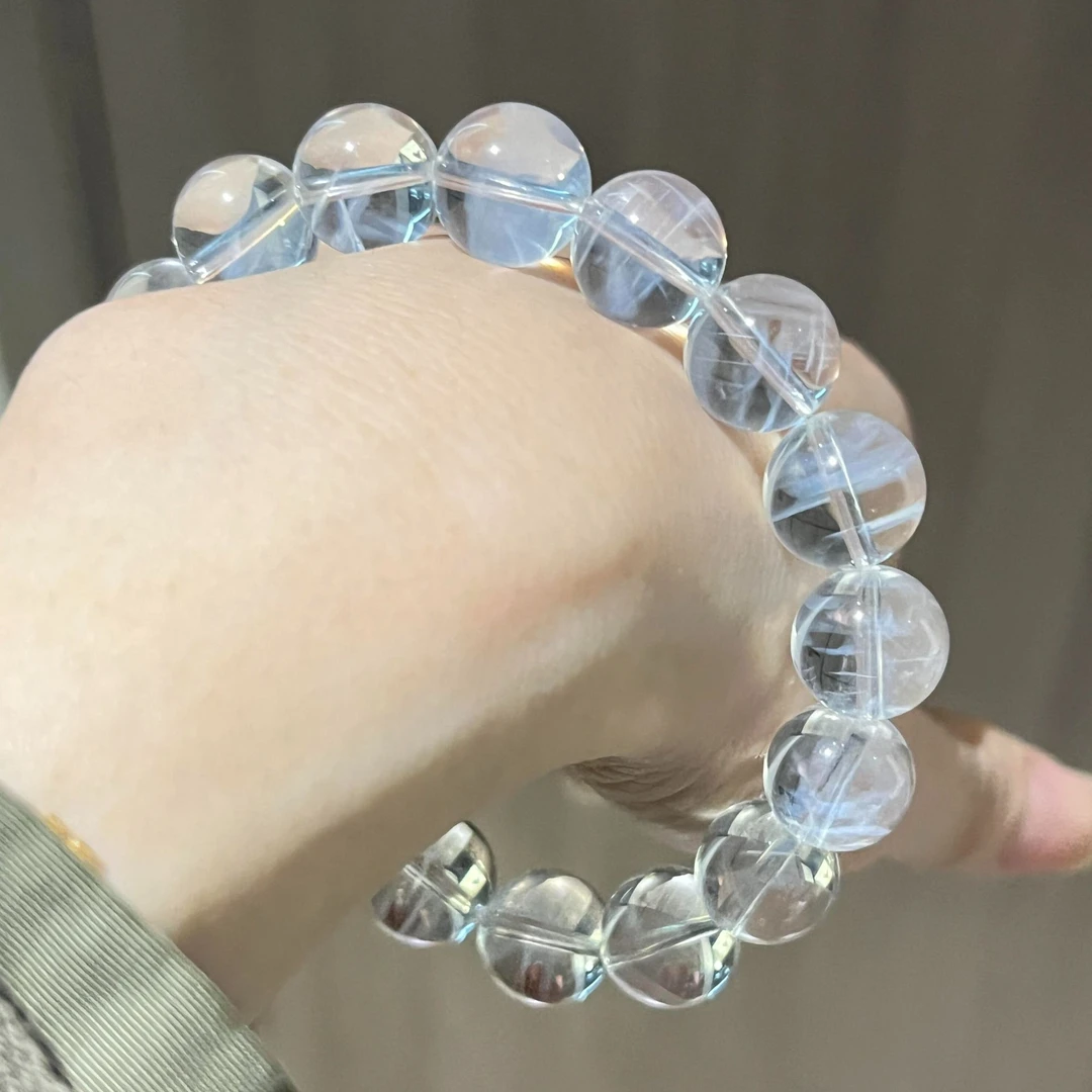 正品天然原矿蓝针手串冰种高货水晶好运珠串首饰礼物女多样性发一