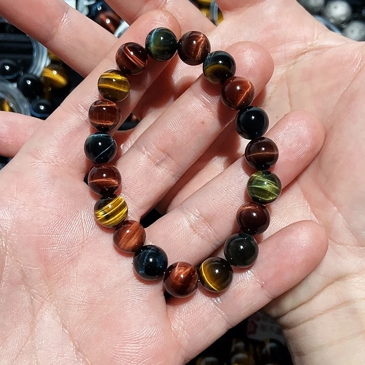 玄***硯木变石（虎睛石）未镶嵌手串