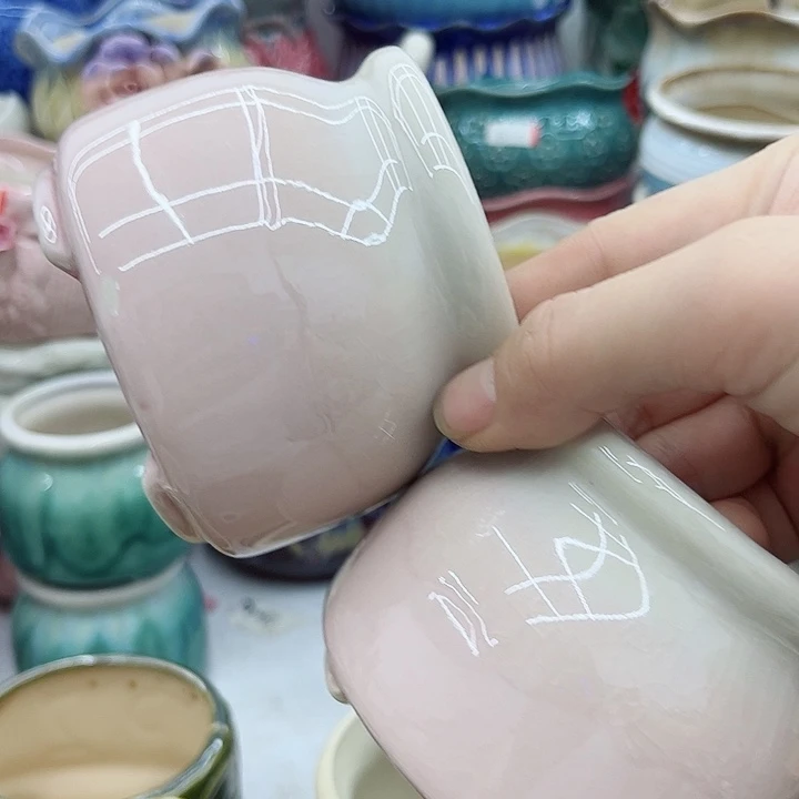 多肉绿植陶瓷花盆9.9包邮，有孔