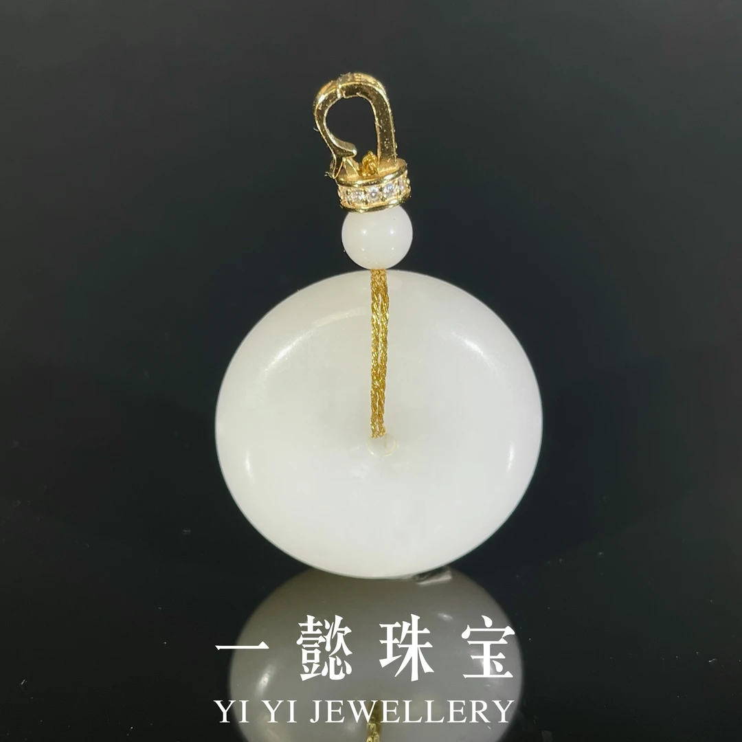 【一懿珠宝】天然和田玉白玉平安扣吊坠时尚轻奢静雅by311