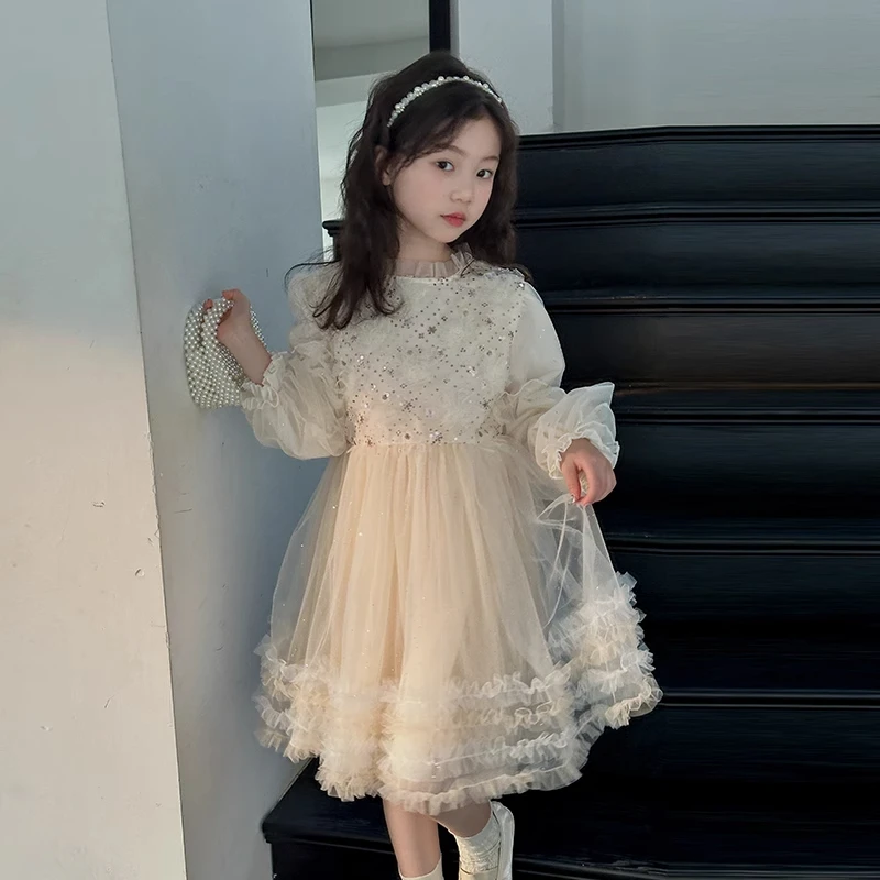 女童party小礼裙春装2025新款儿童公主裙女孩连衣裙花童婚礼裙子