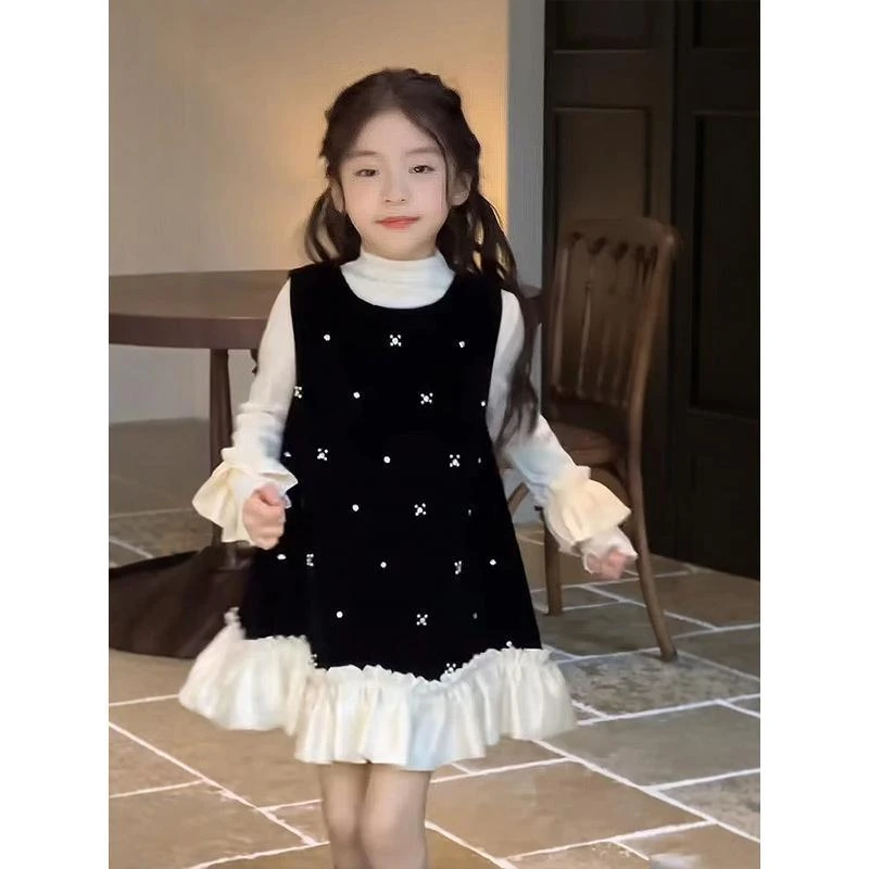 女童连衣裙套装秋冬款2026新款韩版儿童裙子背心裙时尚洋气公主裙