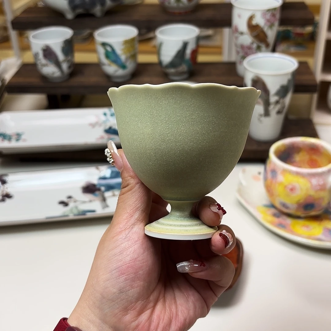 陶作家器   花瓣高脚