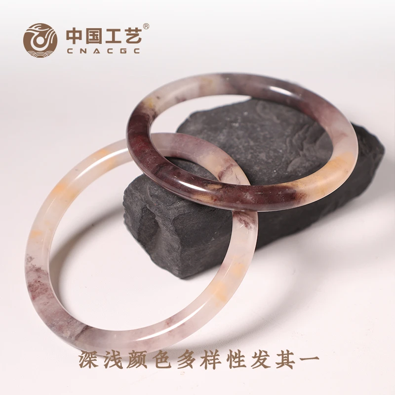【中国工艺】天然金丝玉紫罗兰圆条手镯（多样性发其一）