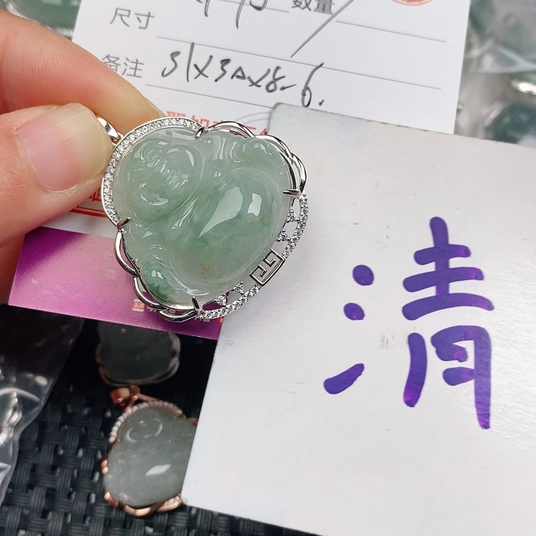 颈饰银S925镶嵌翡翠