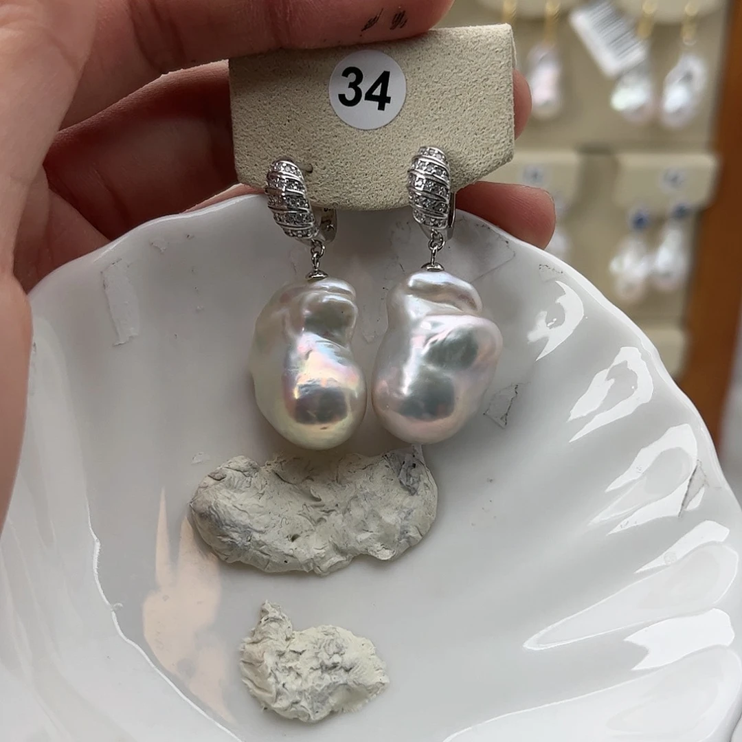 淡水珍珠耳饰银S925镶嵌P****t
