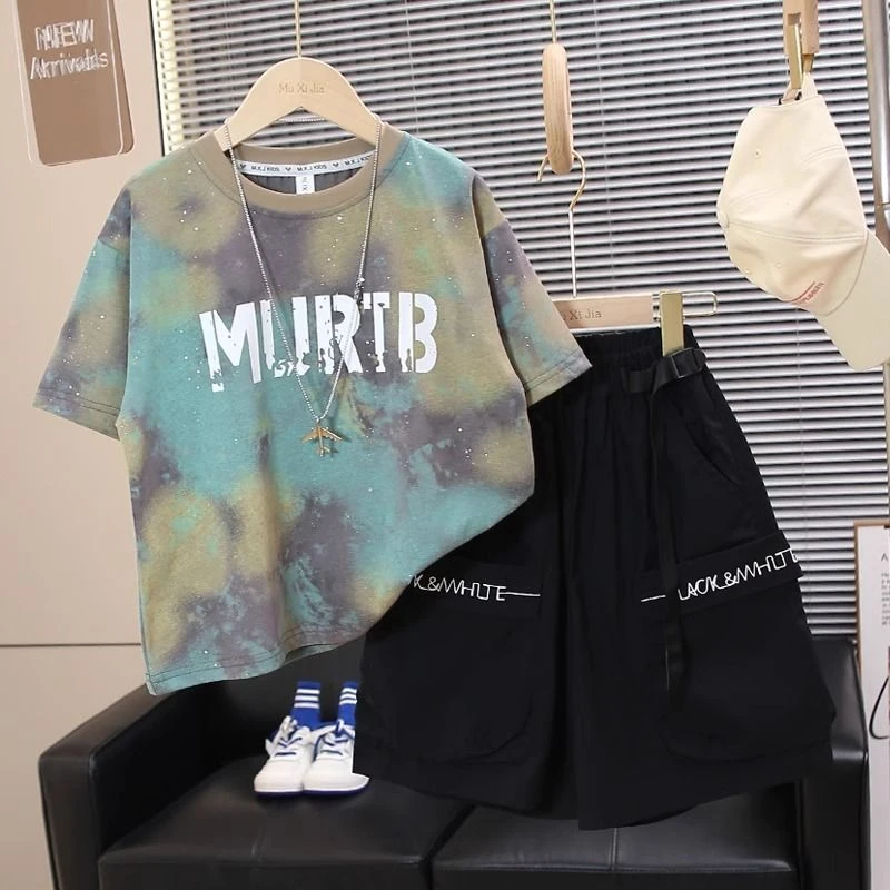 男童夏季套装儿童装男童夏装短袖T恤中大童夏季夏款男孩上衣宽松t