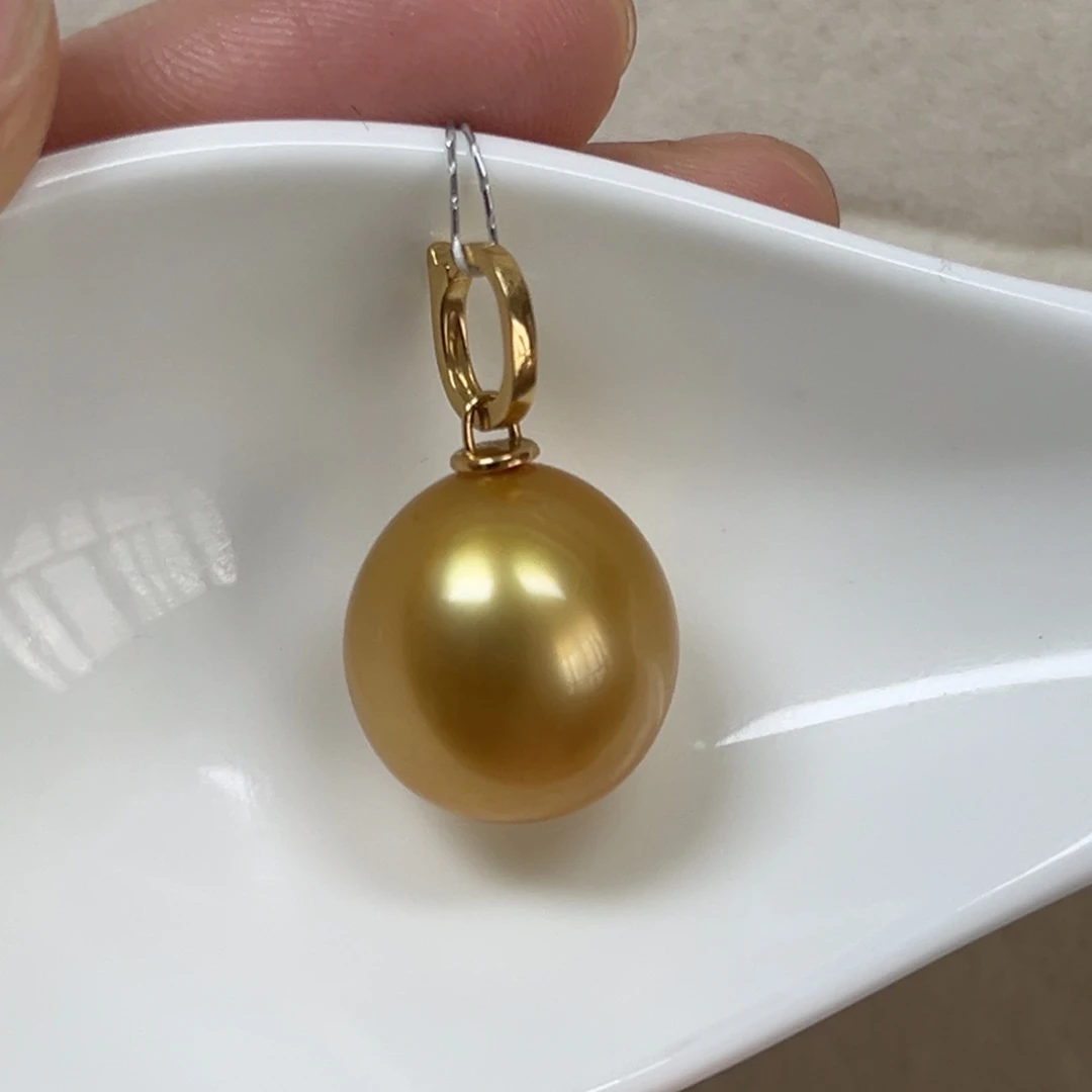 海水珍珠18K金镶嵌吊坠(不含链)14.6mm