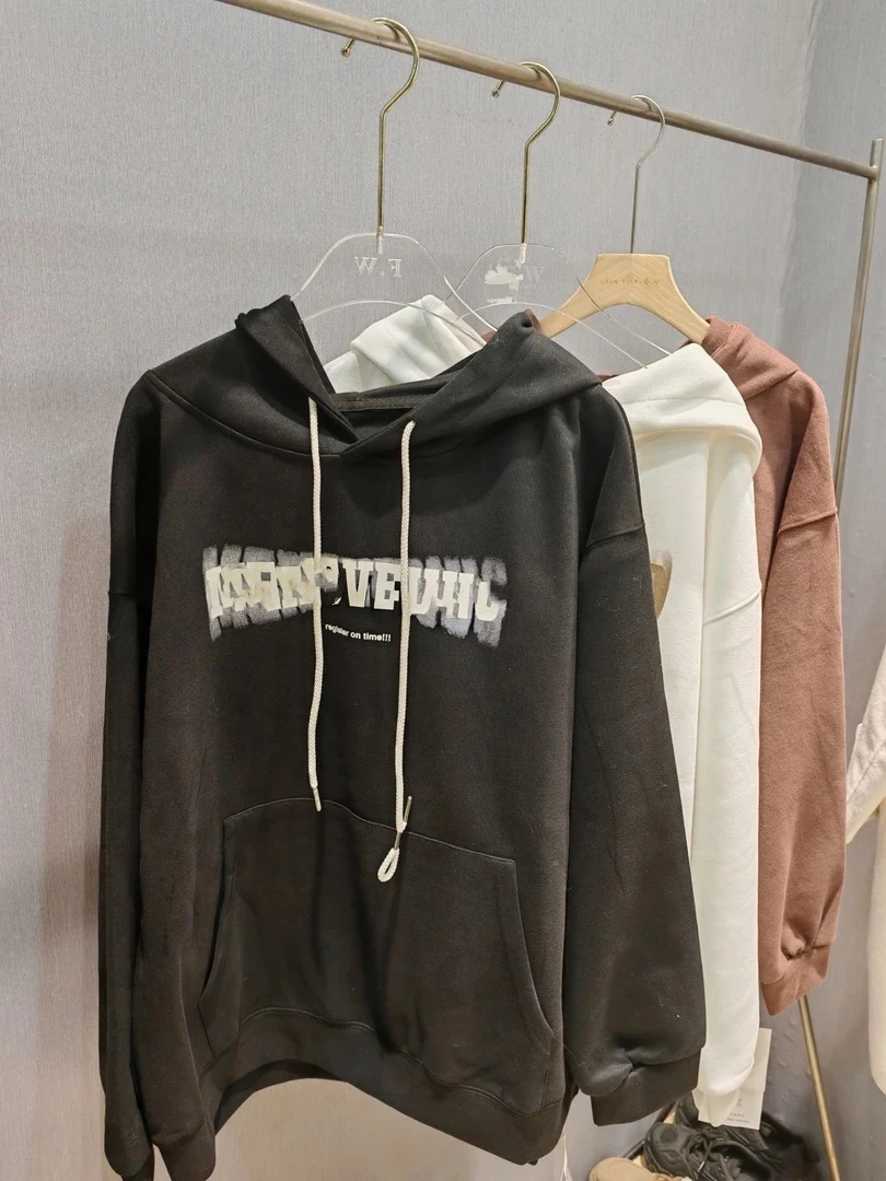 3009连帽字母宽松休闲百搭女卫衣